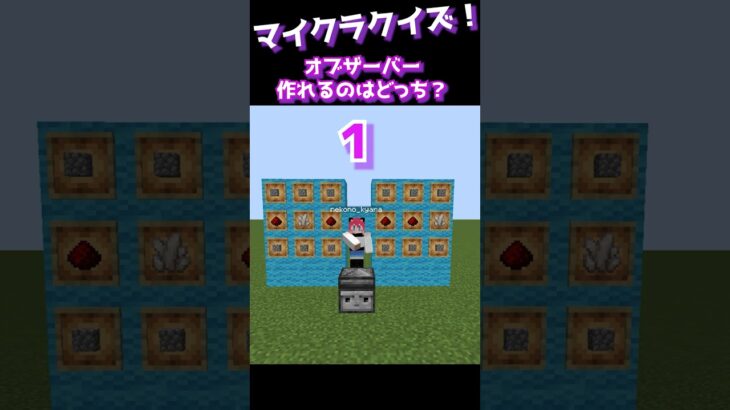 【マイクラクイズ】オブザーバー、作れるのはどっち？【マイクラ】【minecraft】【ゲーム実況】【vtuber】　#shorts