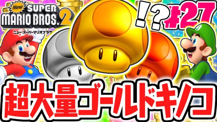 黄金のキノコで何が起こるの!?コインラッシュで稼ぎまくれ!!3DS名作実況Part27【Newスーパーマリオブラザーズ2】